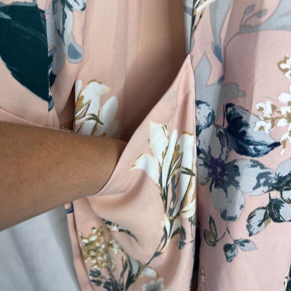 Coldwater Creek Floral Print Open Front Kimono Cardigan Pink Size PL Cottage - Picture 5 of 10